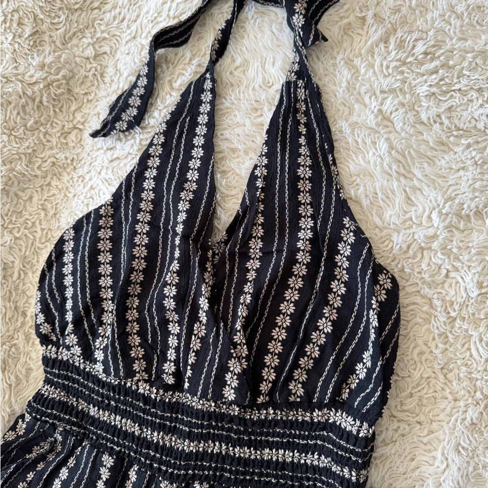 American Eagle Floral striped halter cropped jumpsuit small - Picture 6 of 13